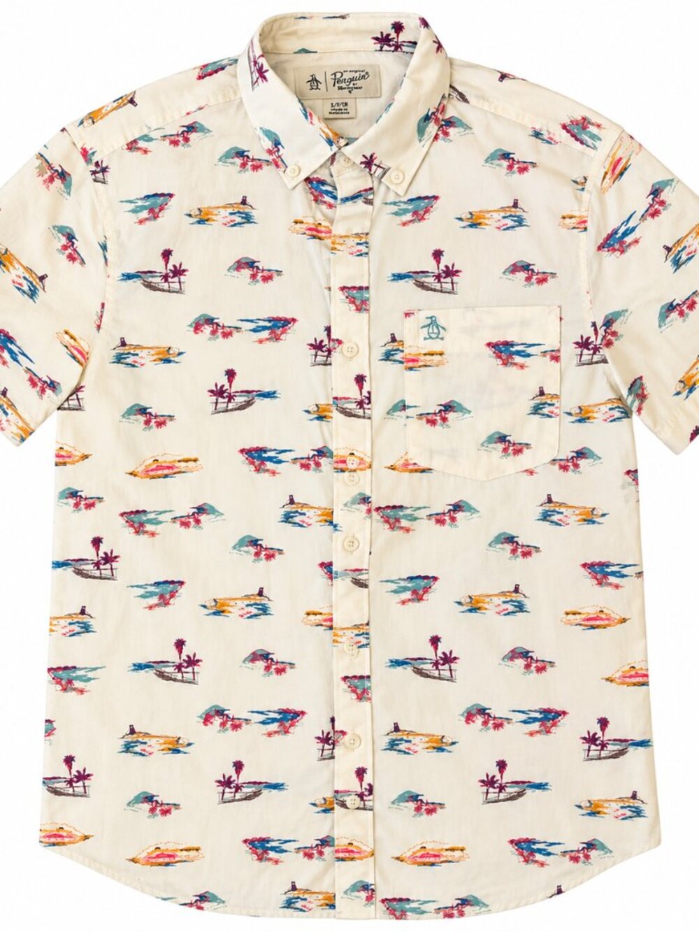 Original Penguin Tropical Print Short Sleeve Shirt Size S
